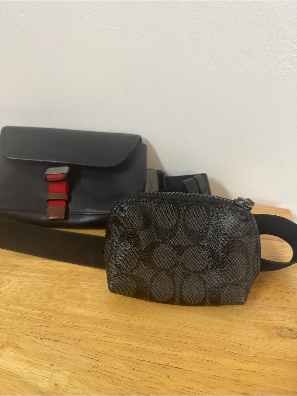 Coach Men's Black Signature Canvas & Leather Belt Bag